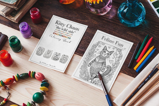 Kitty Chaos: The Wild Side Coloring Book | Cat Lovers' Digital Download | Adult & Kids Coloring Pages, Unisex Gift, Easter Gift, Cat Lover