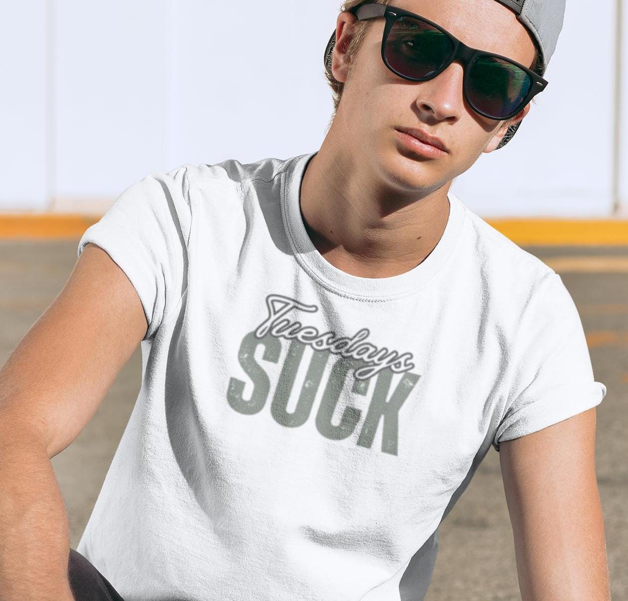 Funny Tuesdays SUCK Unisex Heavy Cotton Tee,Short Sleeve Shirt,Humorous Graphic Tee, Casual Top,Sarcasm Tee,Cool Tee,Unisex, Graduation Gift