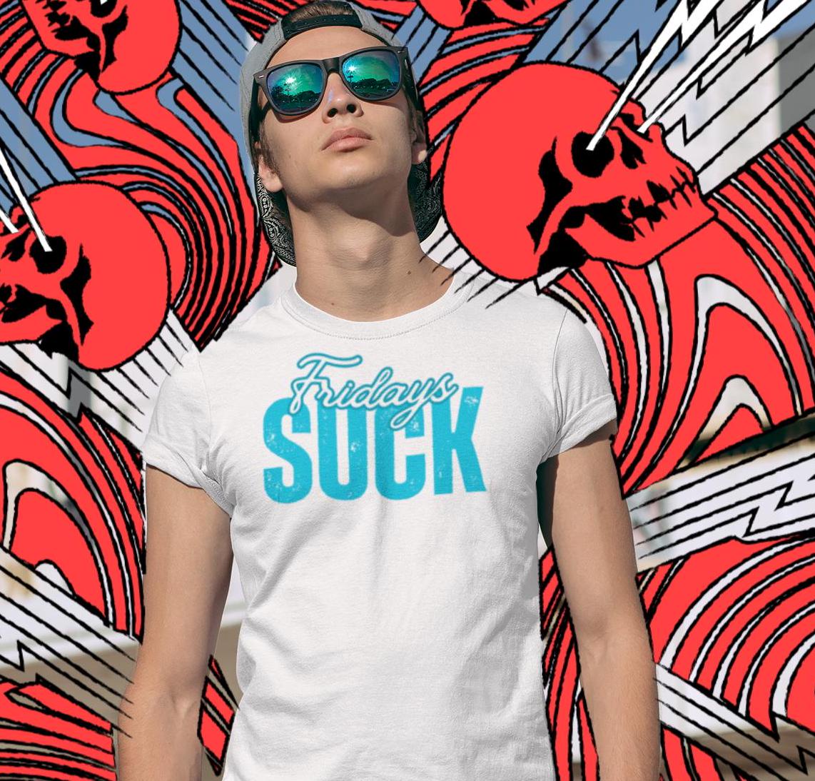 Fridays SUCK Unisex Heavy Cotton Tee, Weekend Humor Shirt, Casual Friday Gift, Sarcastic Work Tee, Unisex Graphic Tee