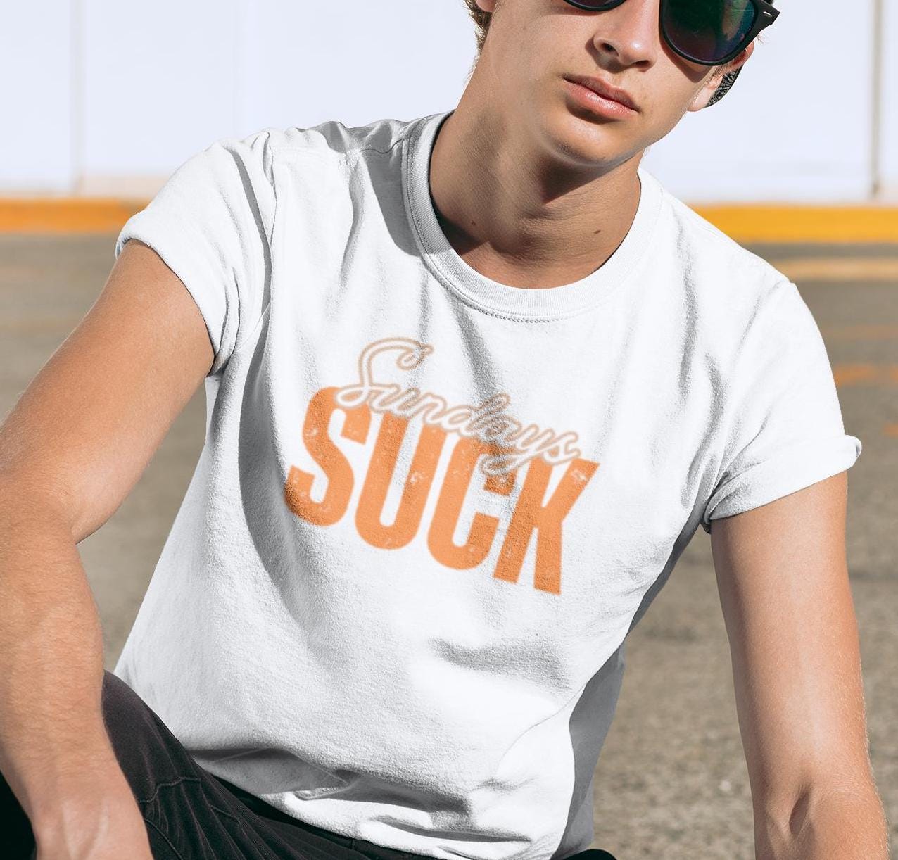 Sundays SUCK Unisex Heavy Cotton Tee, Weekend Vibes Shirt, Weekend Warrior Tee, Sunday Funday T-Shirt, Graphic Tee for Lazy Days