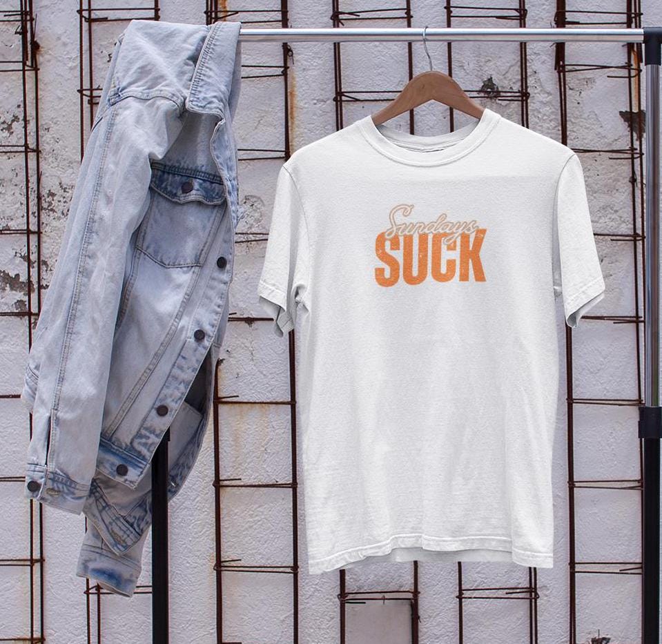 Sundays SUCK Unisex Heavy Cotton Tee, Weekend Vibes Shirt, Weekend Warrior Tee, Sunday Funday T-Shirt, Graphic Tee for Lazy Days