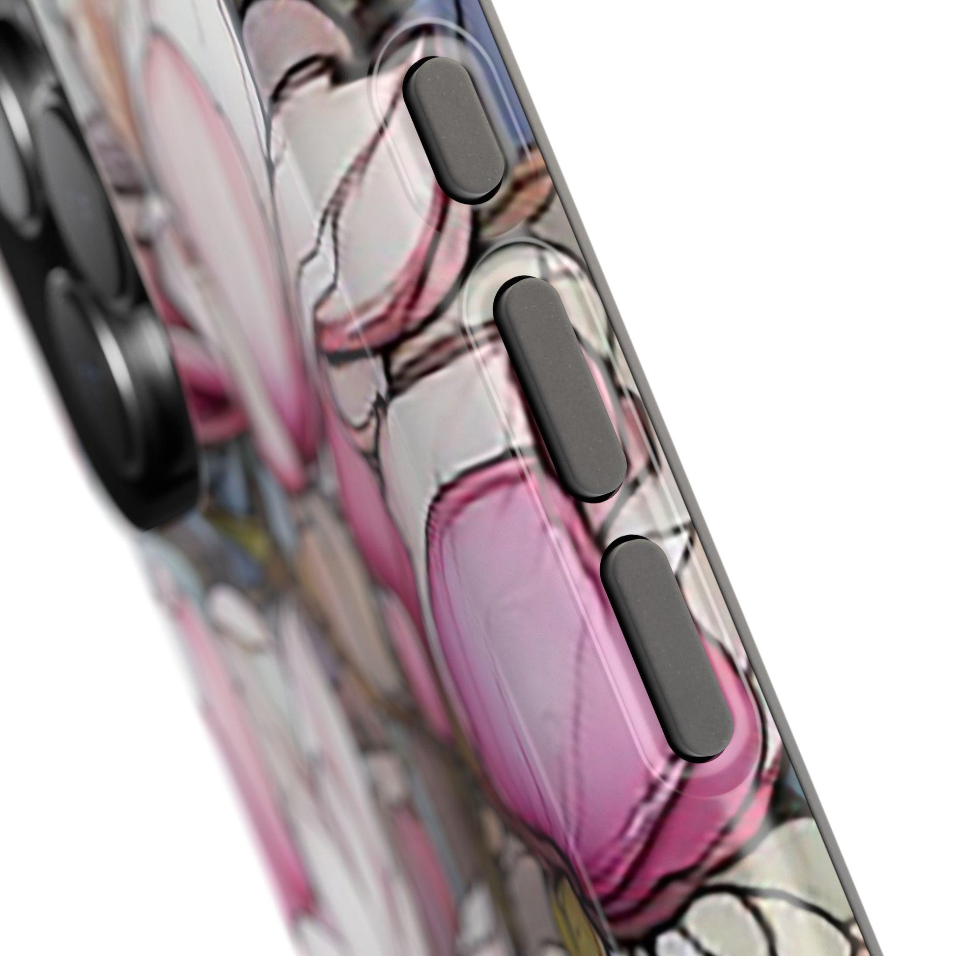 Pink & White Stained Glass Mag iPhone Case, Tough Magnetic Phone Cover, Colorful Protective Phone Case, Unique Glass Design,Mothers Day Gift