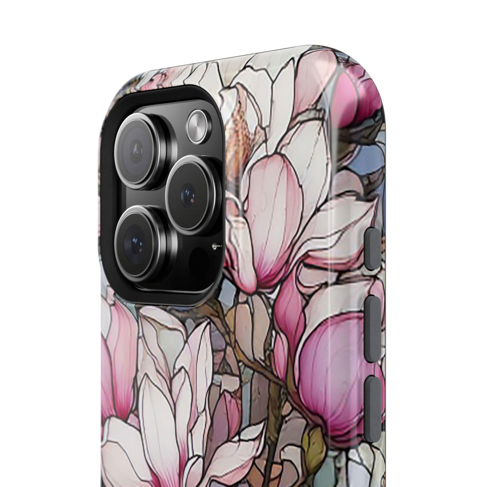 Pink & White Stained Glass Mag iPhone Case, Tough Magnetic Phone Cover, Colorful Protective Phone Case, Unique Glass Design,Mothers Day Gift