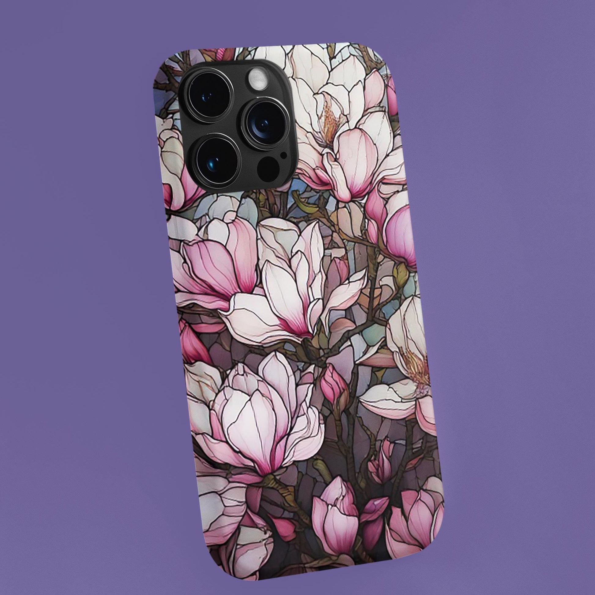 Pink & White Stained Glass Mag iPhone Case, Tough Magnetic Phone Cover, Colorful Protective Phone Case, Unique Glass Design,Mothers Day Gift