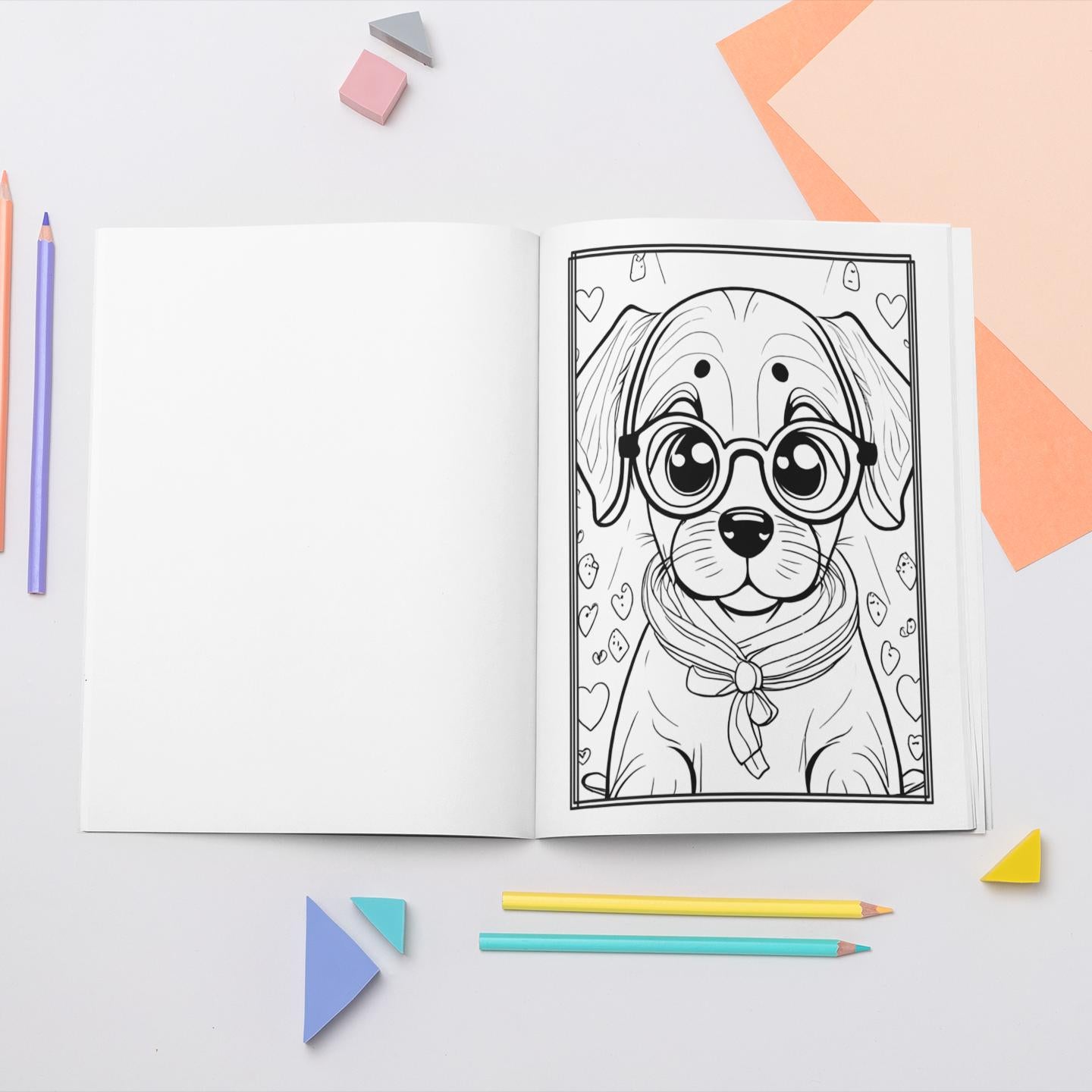 Hipster Hounds Coloring Dogs with Glasses, Kids Coloring Fun,Surprise for Kids Getting New Glasses, Make Glasses Day Extra Special, Gift