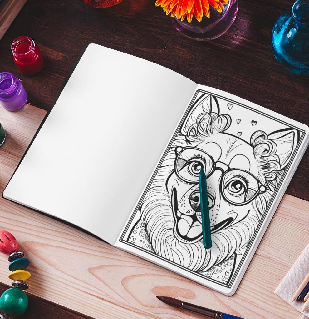 Hipster Hounds Coloring Dogs with Glasses, Kids Coloring Fun,Surprise for Kids Getting New Glasses, Make Glasses Day Extra Special, Gift