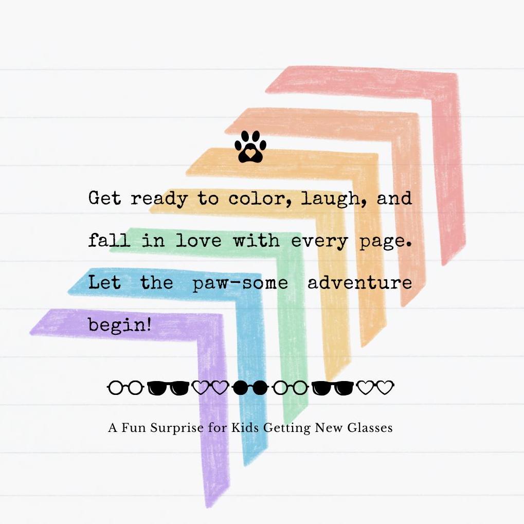 Hipster Hounds Coloring Dogs with Glasses, Kids Coloring Fun,Surprise for Kids Getting New Glasses, Make Glasses Day Extra Special, Gift