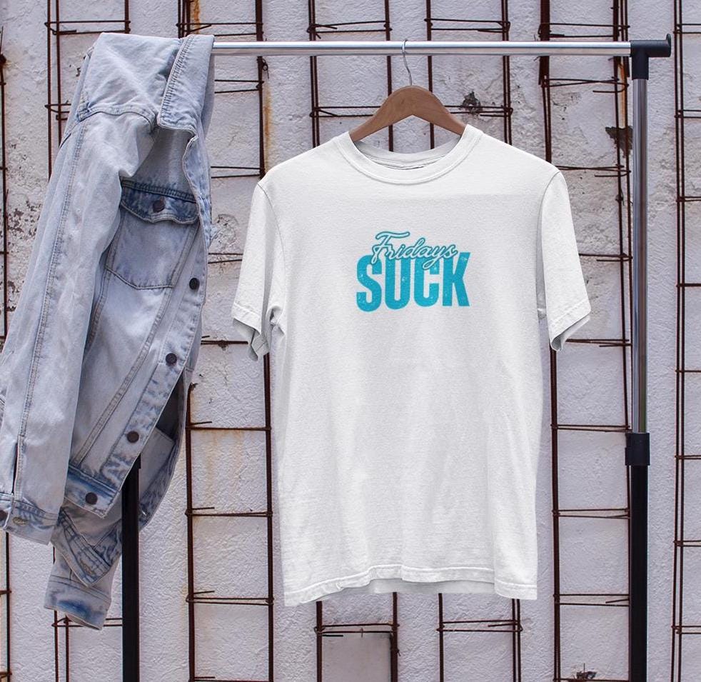 Fridays SUCK Unisex Heavy Cotton Tee, Weekend Humor Shirt, Casual Friday Gift, Sarcastic Work Tee, Unisex Graphic Tee