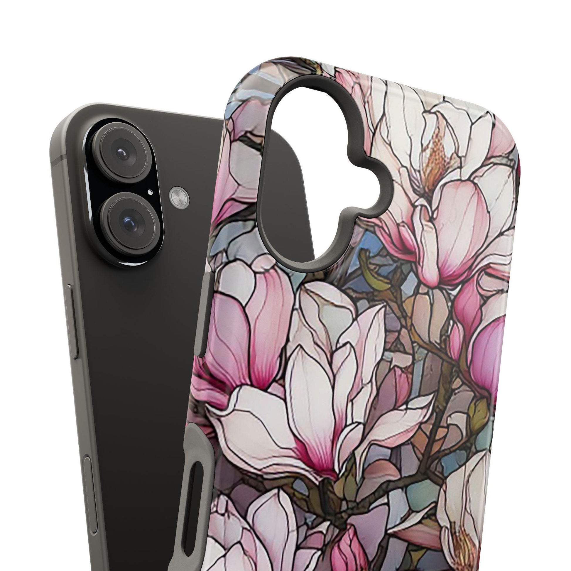 Pink & White Stained Glass Mag iPhone Case, Tough Magnetic Phone Cover, Colorful Protective Phone Case, Unique Glass Design,Mothers Day Gift