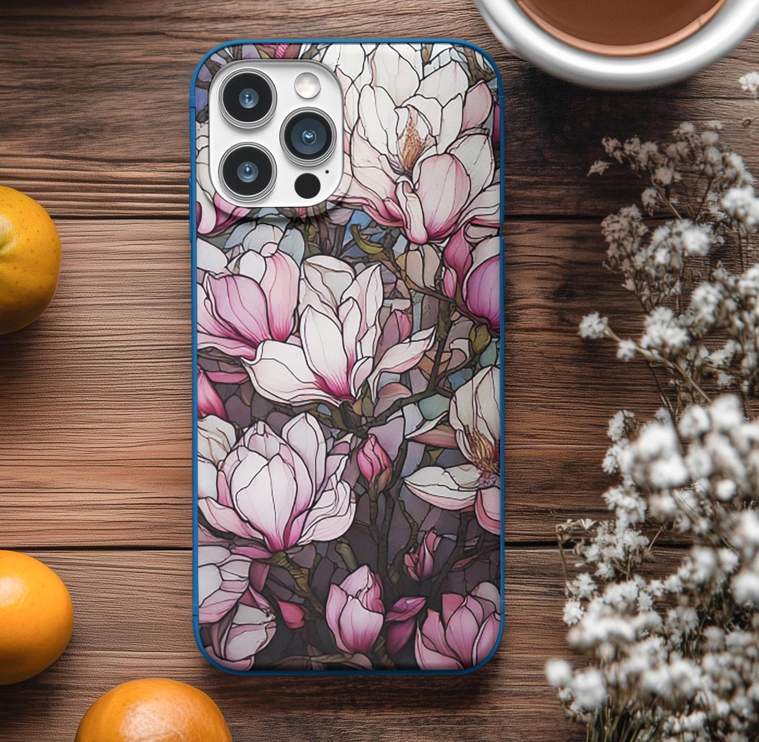 Pink & White Stained Glass Mag iPhone Case, Tough Magnetic Phone Cover, Colorful Protective Phone Case, Unique Glass Design,Mothers Day Gift