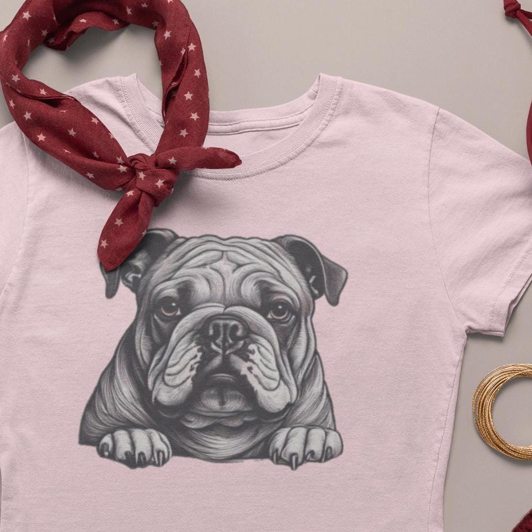Bulldog Women's Baby Tee - Cute Pet Lover T-Shirt, Bulldog Shirt for Women, Puppy Graphic Tee, Dog Mom Gift, Animal Lover Top,Mom Day Gift
