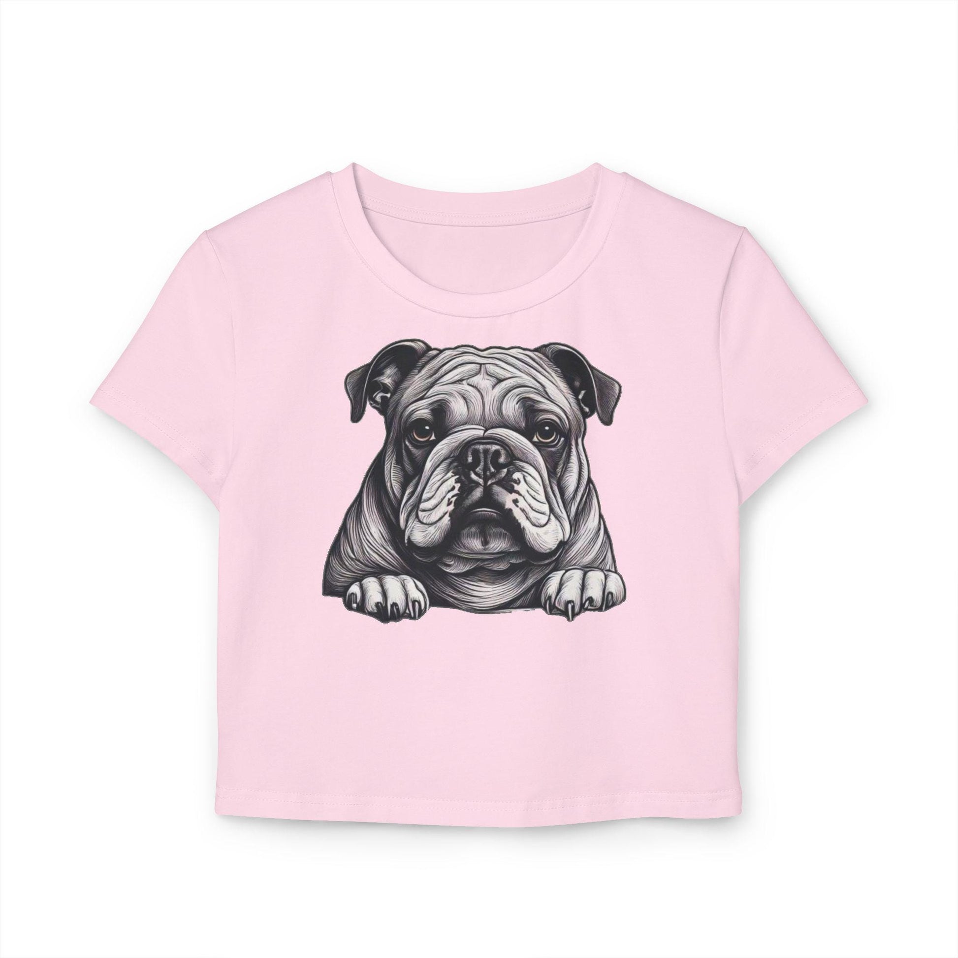 Bulldog Women's Baby Tee - Cute Pet Lover T-Shirt, Bulldog Shirt for Women, Puppy Graphic Tee, Dog Mom Gift, Animal Lover Top,Mom Day Gift