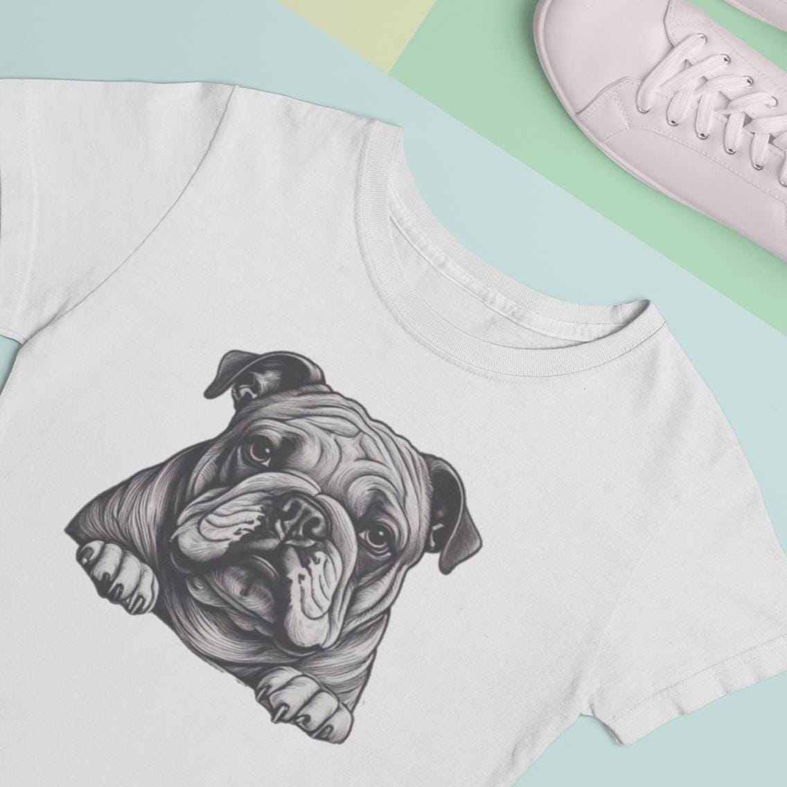 Bulldog Women's Baby Tee - Cute Pet Lover T-Shirt, Bulldog Shirt for Women, Puppy Graphic Tee, Dog Mom Gift, Animal Lover Top,Mom Day Gift