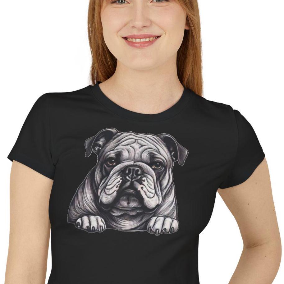 Bulldog Women's Baby Tee - Cute Pet Lover T-Shirt, Bulldog Shirt for Women, Puppy Graphic Tee, Dog Mom Gift, Animal Lover Top,Mom Day Gift