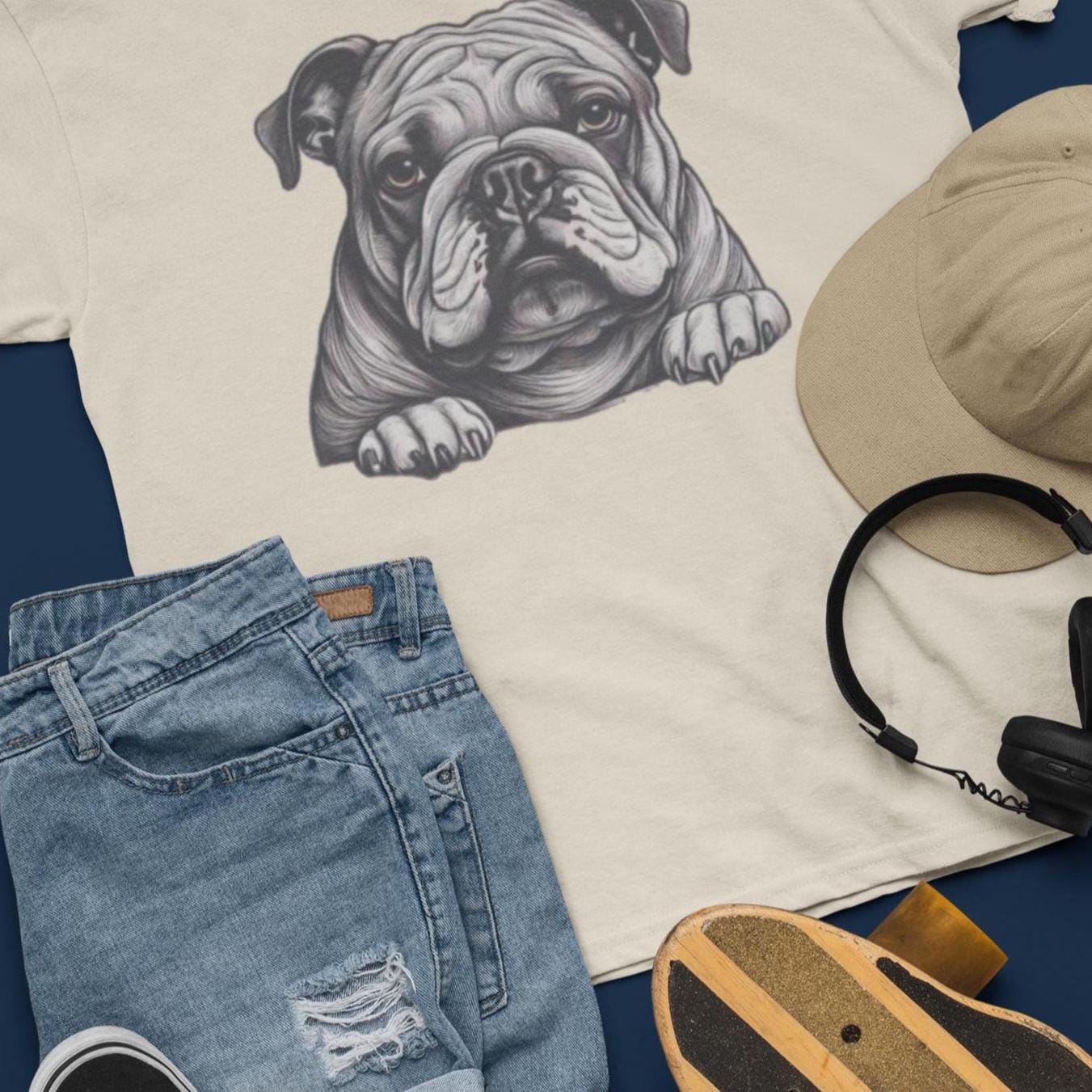 Bulldog Women's Baby Tee - Cute Pet Lover T-Shirt, Bulldog Shirt for Women, Puppy Graphic Tee, Dog Mom Gift, Animal Lover Top,Mom Day Gift