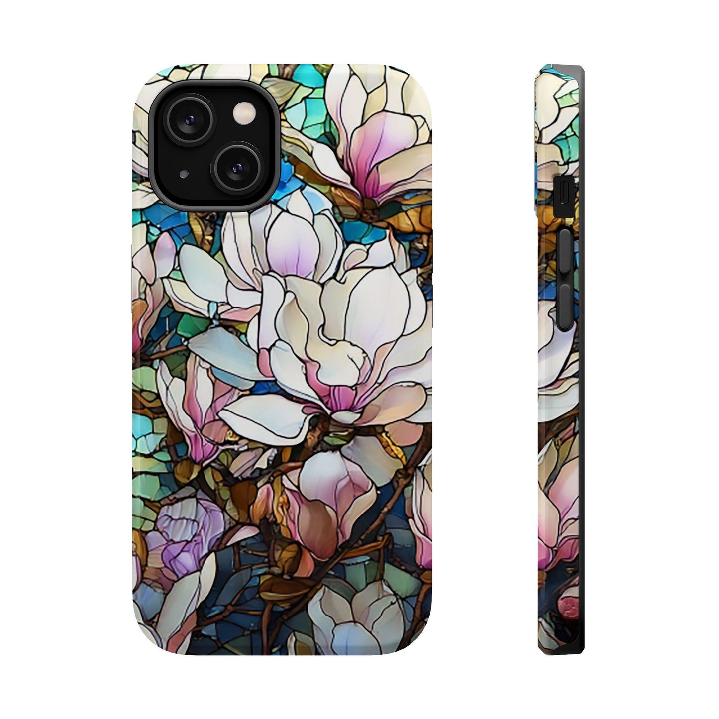 iPhone MAG Stylish Phone Case, Gift for Her, Magnolia Floral Design, Magnetic Tough Case, Spring Decor, Unique Accessory, Phone Protector