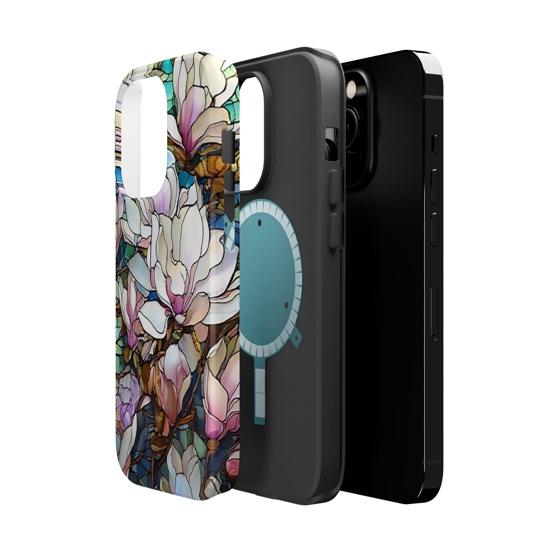 iPhone MAG Stylish Phone Case, Gift for Her, Magnolia Floral Design, Magnetic Tough Case, Spring Decor, Unique Accessory, Phone Protector