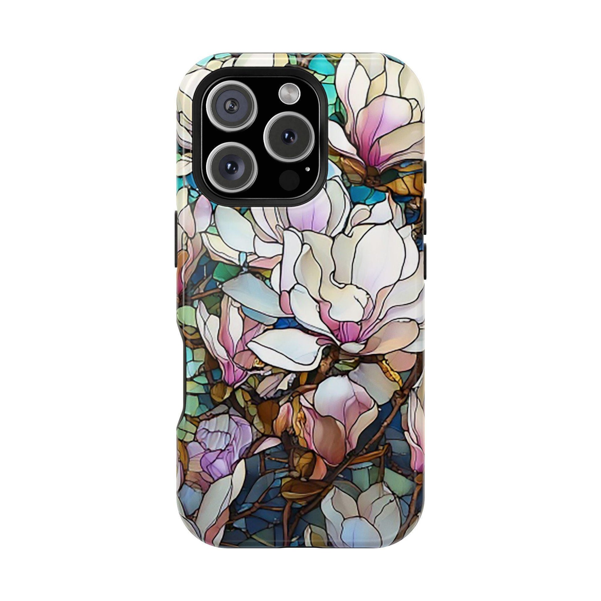 iPhone MAG Stylish Phone Case, Gift for Her, Magnolia Floral Design, Magnetic Tough Case, Spring Decor, Unique Accessory, Phone Protector
