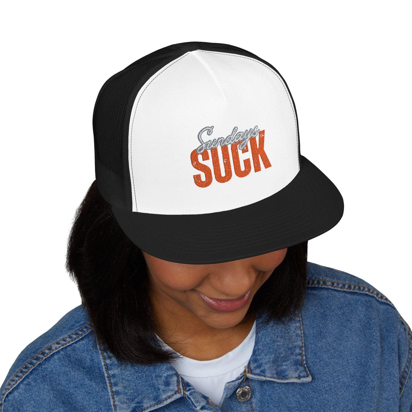 Embroidered 5 Panel Trucker Cap-Sunday Suck, Trendy Fashion Accessory,Gift for Him,Casual Style, Sports Hat, Summer Essential,Unisex Gift