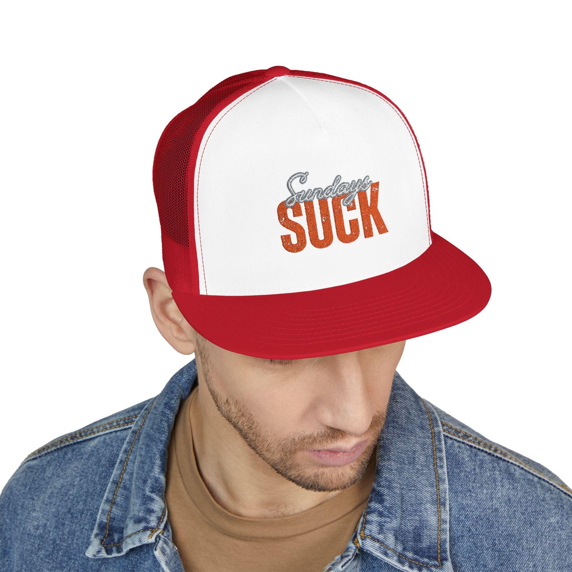 Embroidered 5 Panel Trucker Cap-Sunday Suck, Trendy Fashion Accessory,Gift for Him,Casual Style, Sports Hat, Summer Essential,Unisex Gift