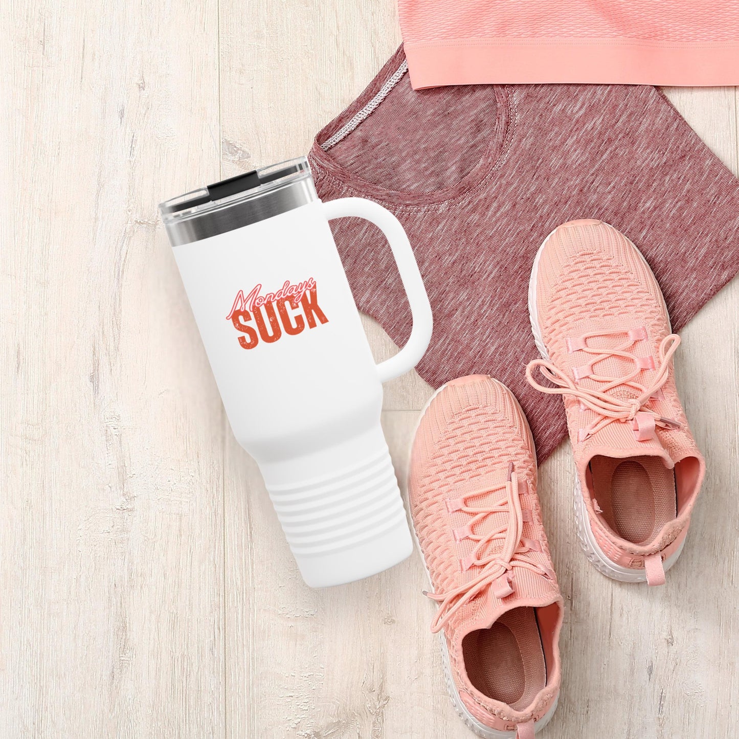 Mondays SUCK Insulated Travel Mug, 40oz - Coffee Lovers Gift,Road Trip Cup, Humor Travel Mug, Gifts for Friends,Unisex,Birthday Gift,Breakup