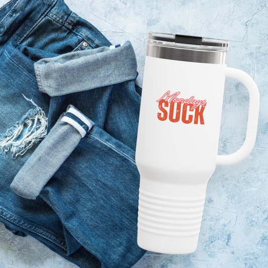 Mondays SUCK Insulated Travel Mug, 40oz - Coffee Lovers Gift,Road Trip Cup, Humor Travel Mug, Gifts for Friends,Unisex,Birthday Gift,Breakup