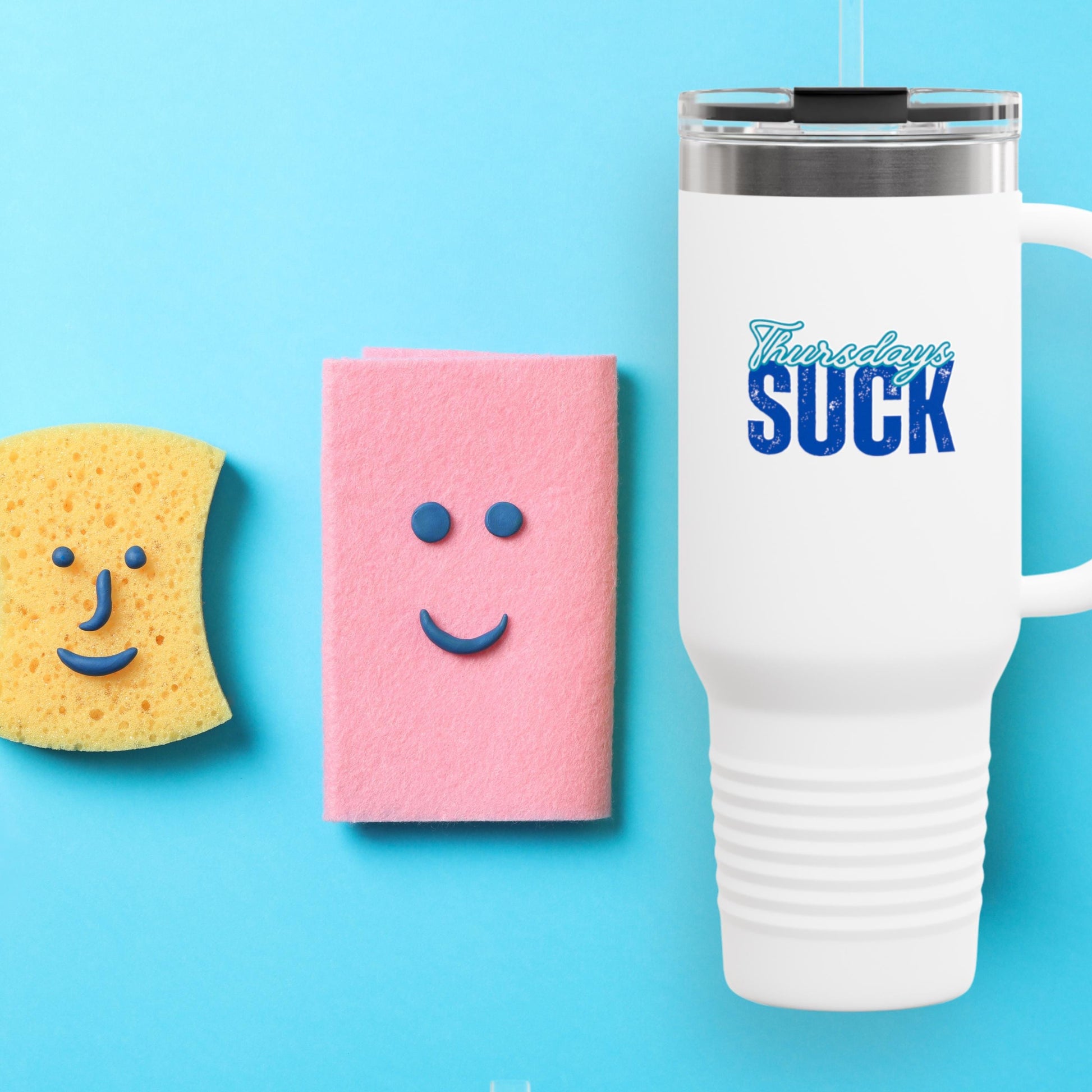 Thursdays SUCK Insulated Travel Mug, 40oz - Coffee Lovers Gift,Road Trip Cup, Humor Travel Mug,Gifts for Friends,Birthday Gift,Breakup Gift