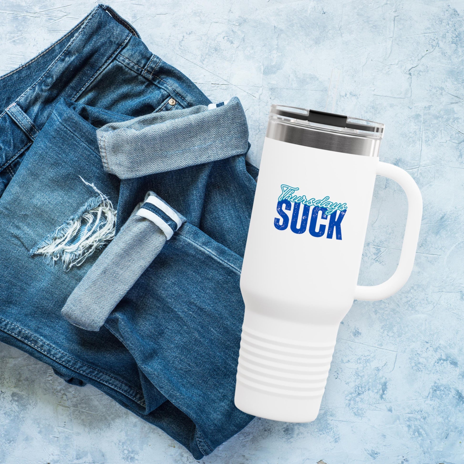 Thursdays SUCK Insulated Travel Mug, 40oz - Coffee Lovers Gift,Road Trip Cup, Humor Travel Mug,Gifts for Friends,Birthday Gift,Breakup Gift