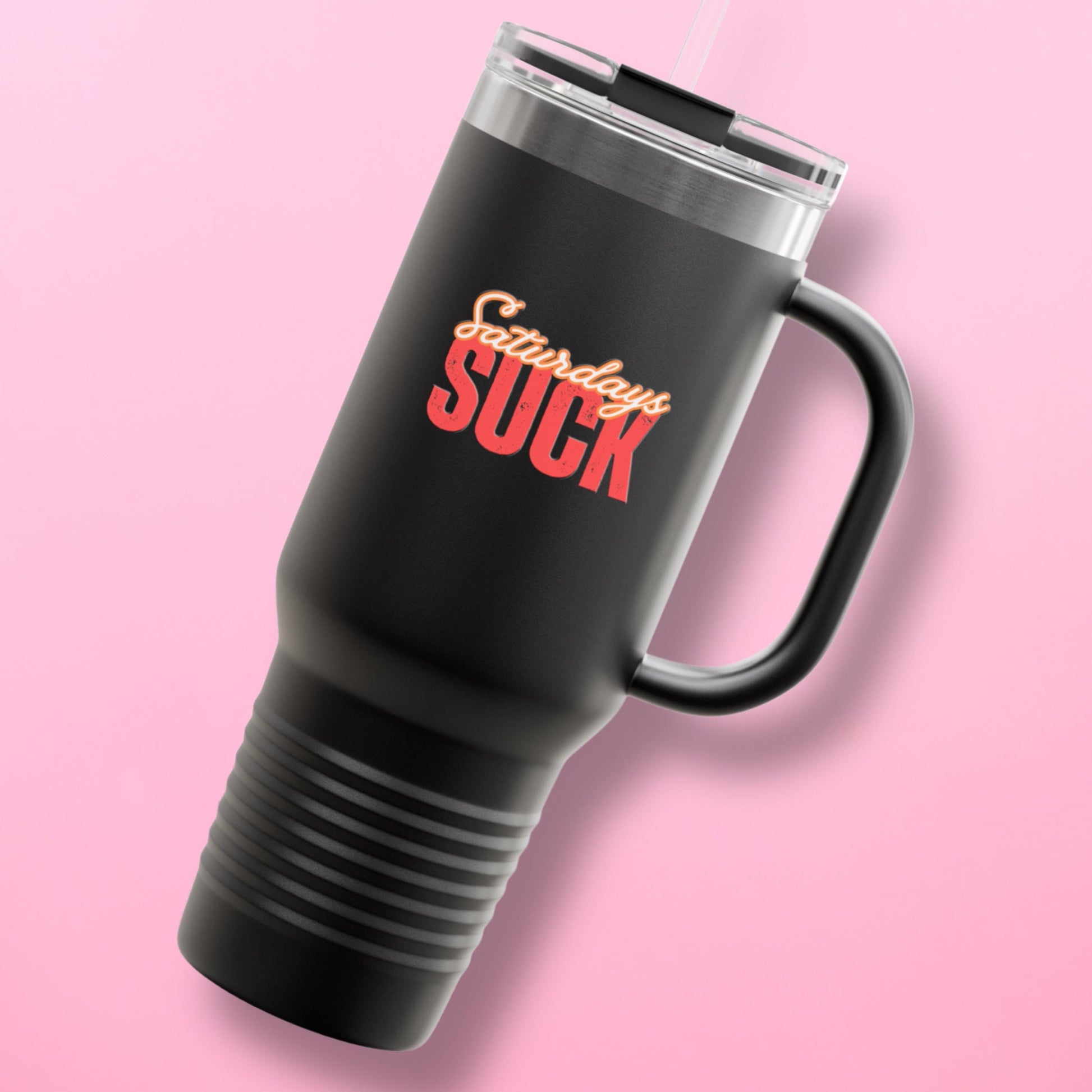 Saturdays SUCK Insulated Travel Mug, 40oz - Coffee Lovers Gift,Road Trip Cup, Humor Travel Mug, Gifts for Friends,Birthday Gift,Breakup Gift