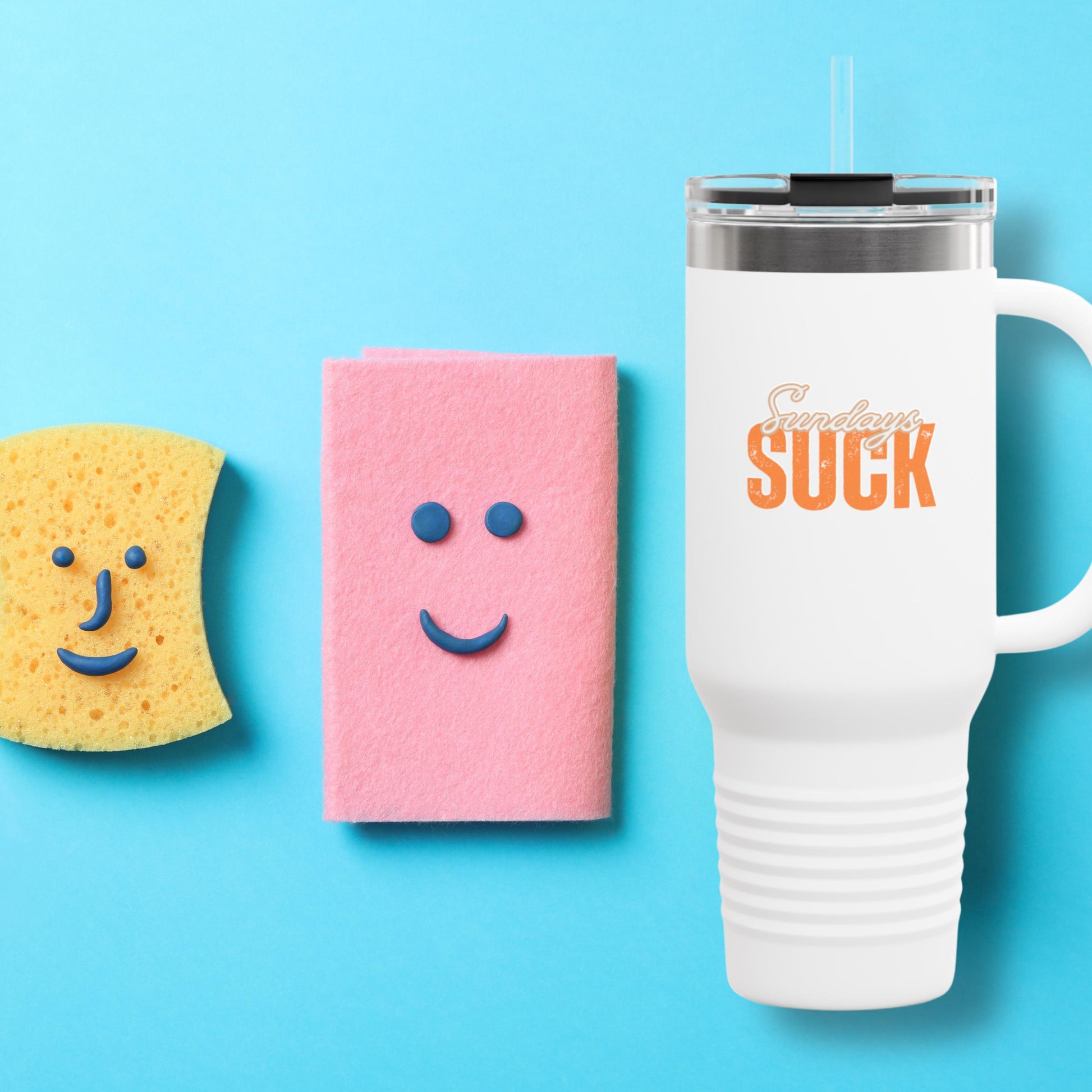 Sundays SUCK Insulated Travel Mug, 40oz - Coffee Lovers Gift,Road Trip Cup, Humor Travel Mug, Gifts for Friends,Birthday Gift,Breakup