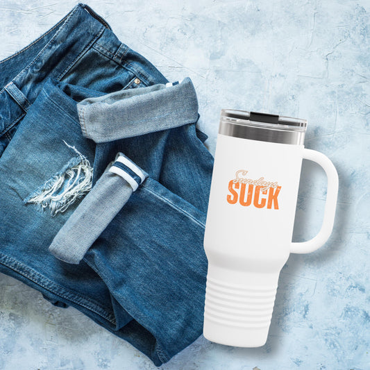 Sundays SUCK Insulated Travel Mug, 40oz - Coffee Lovers Gift,Road Trip Cup, Humor Travel Mug, Gifts for Friends,Birthday Gift,Breakup