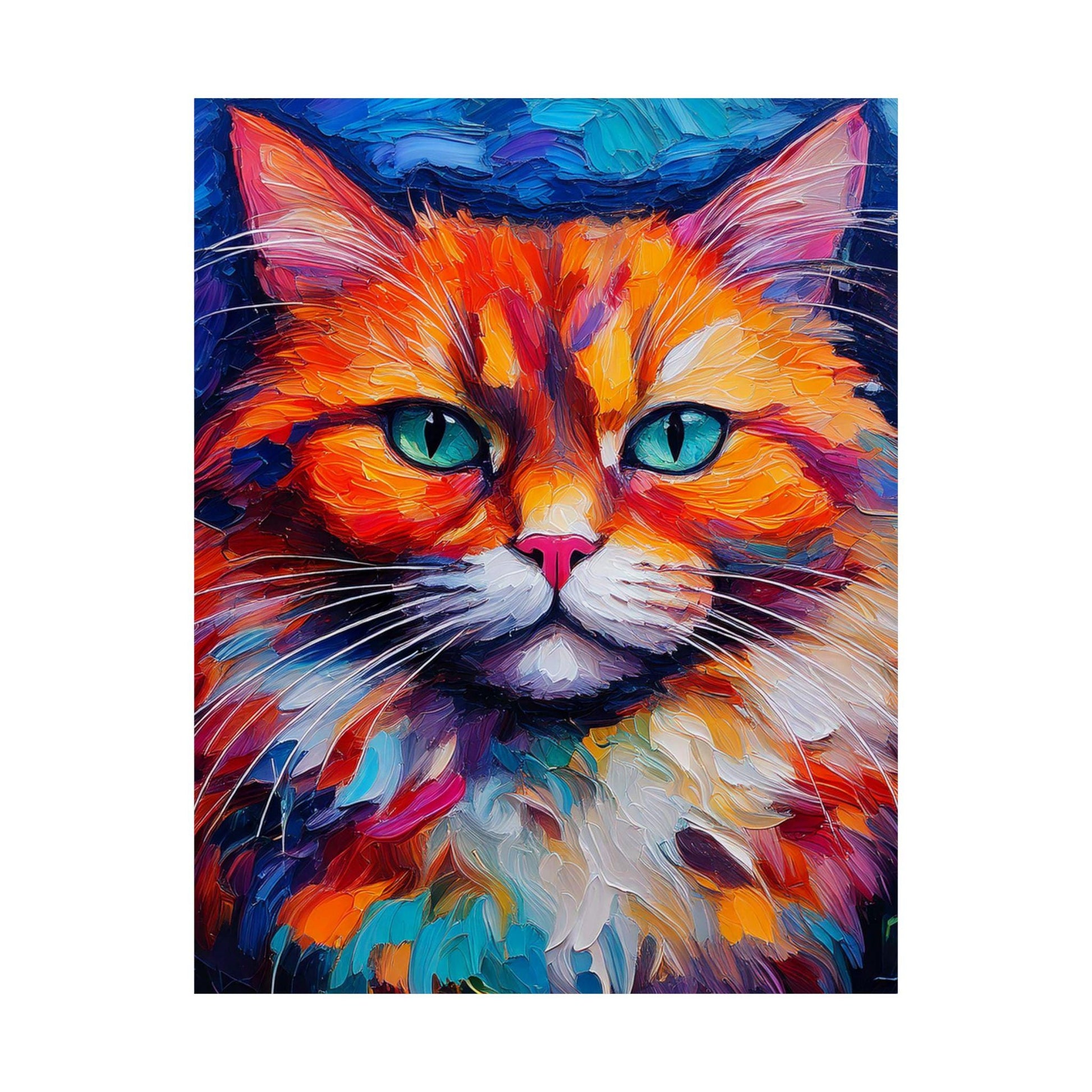 Fashion Fun Cat Vertical Posters, Unisex Neon Design - Matte Wall Art, Room Decor, Cat Lover Gift, Unique Home Decoration, Animal Art Print