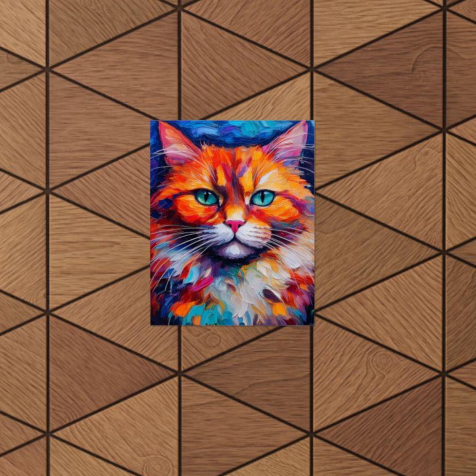 Fashion Fun Cat Vertical Posters, Unisex Neon Design - Matte Wall Art, Room Decor, Cat Lover Gift, Unique Home Decoration, Animal Art Print