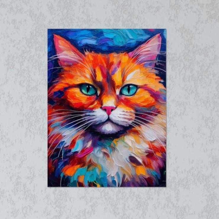 Fashion Fun Cat Vertical Posters, Unisex Neon Design - Matte Wall Art, Room Decor, Cat Lover Gift, Unique Home Decoration, Animal Art Print