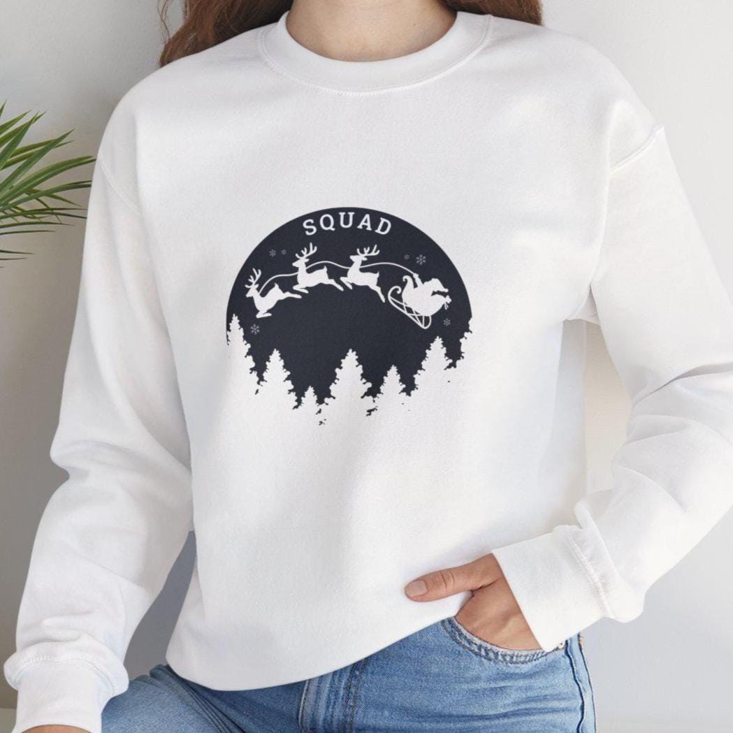 Santa Squad Crewneck Sweatshirt - Christmas Holiday Apparel, Xmas Family Matching Outfit, Winter Festive Jumper, Funny Santa Claus Tee, Gift