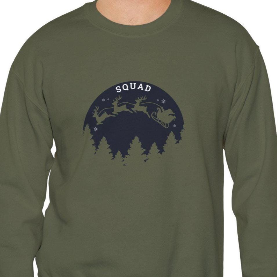 Santa Squad Crewneck Sweatshirt - Christmas Holiday Apparel, Xmas Family Matching Outfit, Winter Festive Jumper, Funny Santa Claus Tee, Gift