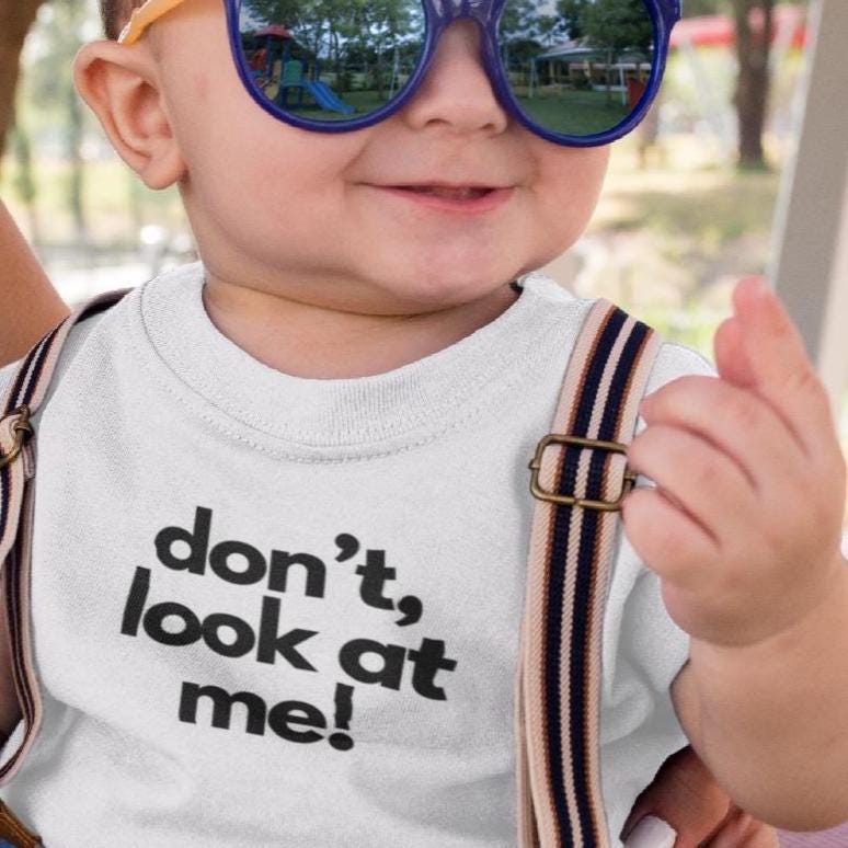 Funny Baby Bodysuit - Don't Look at Me, Are You Looking? - Infant Outfit, Baby Shower Gift, Newborn Clothing, Cute Baby Apparel,Baby Gift
