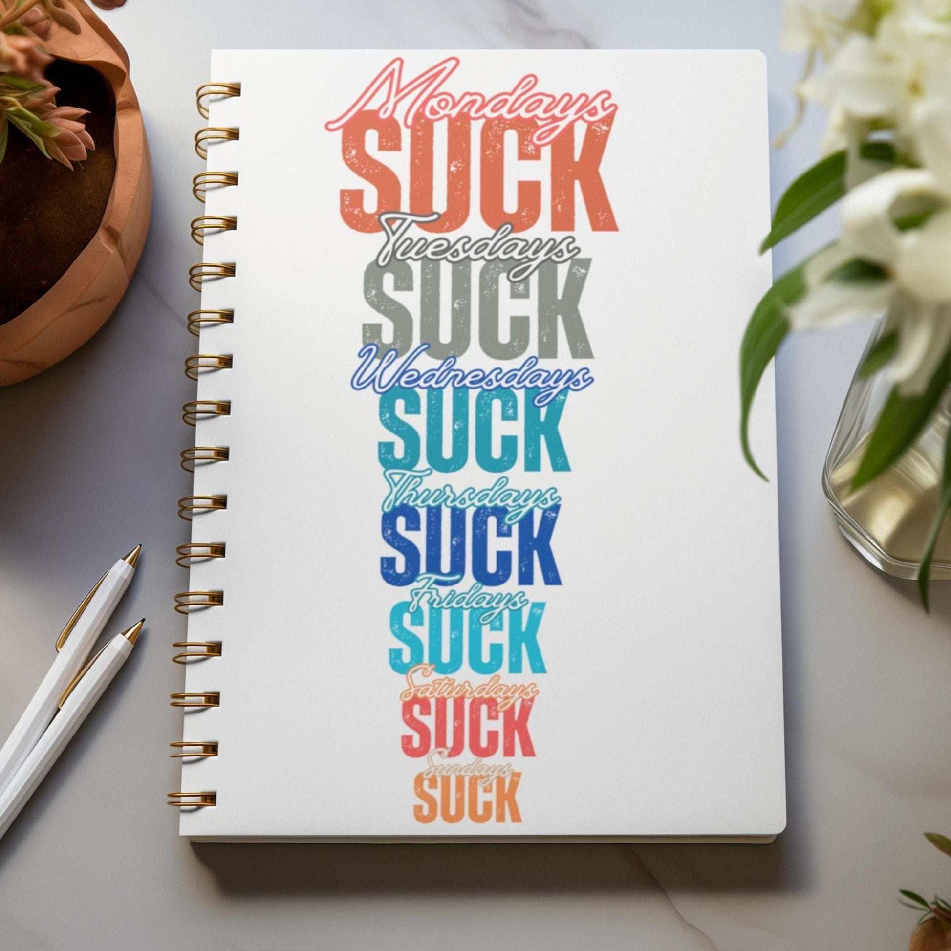Limited Edition Spiral Notebook-Days SUCK Ruled Line Journal for Unique Minds,Writing Journal, Personal Diary, Gift for Writers, Stationery