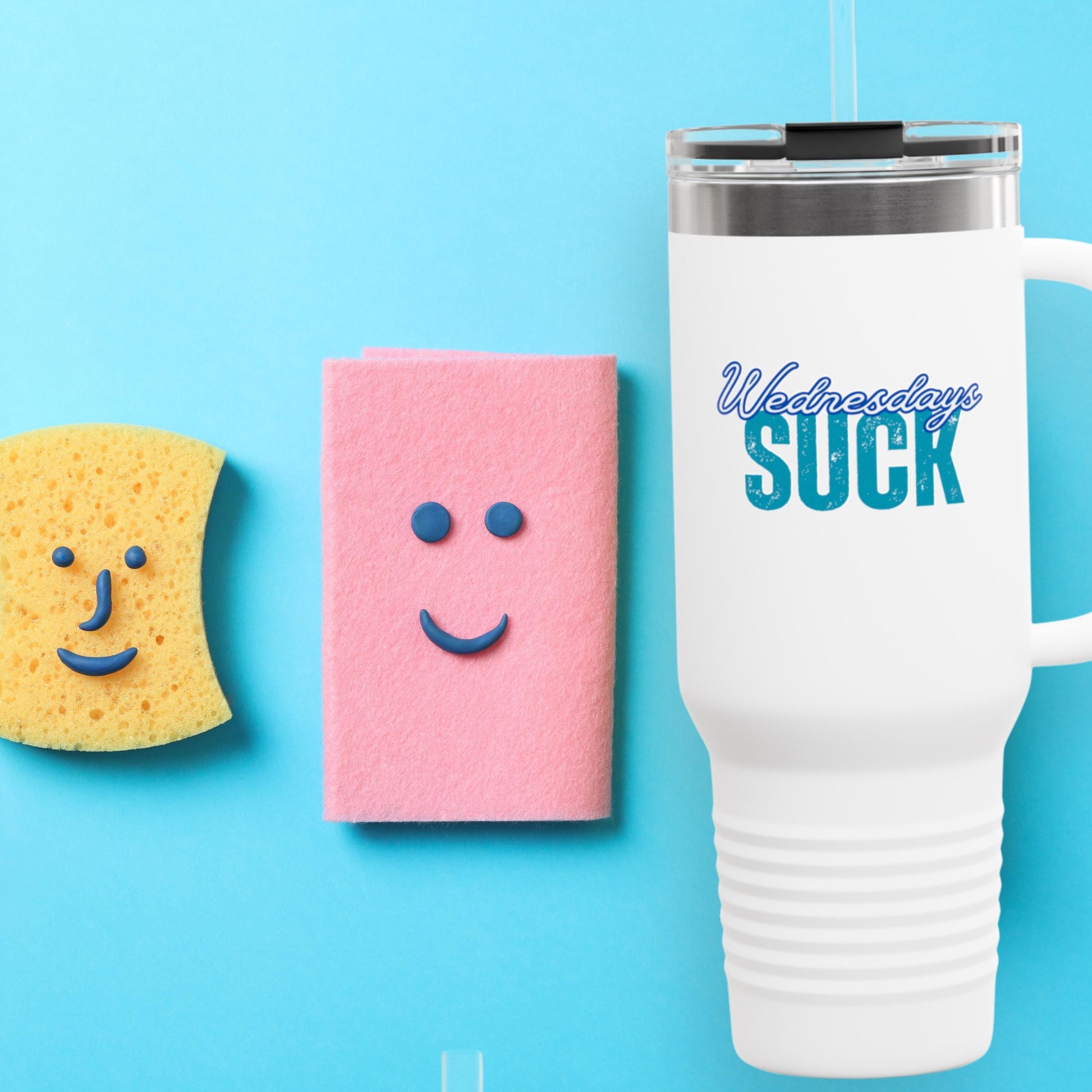 Wednesdays SUCK Insulated Travel Mug, 40oz-Coffee Lovers Gift,Road Trip Cup,Humor Travel Mug,Gifts for Friends,Birthday Gift,Breakup Gift