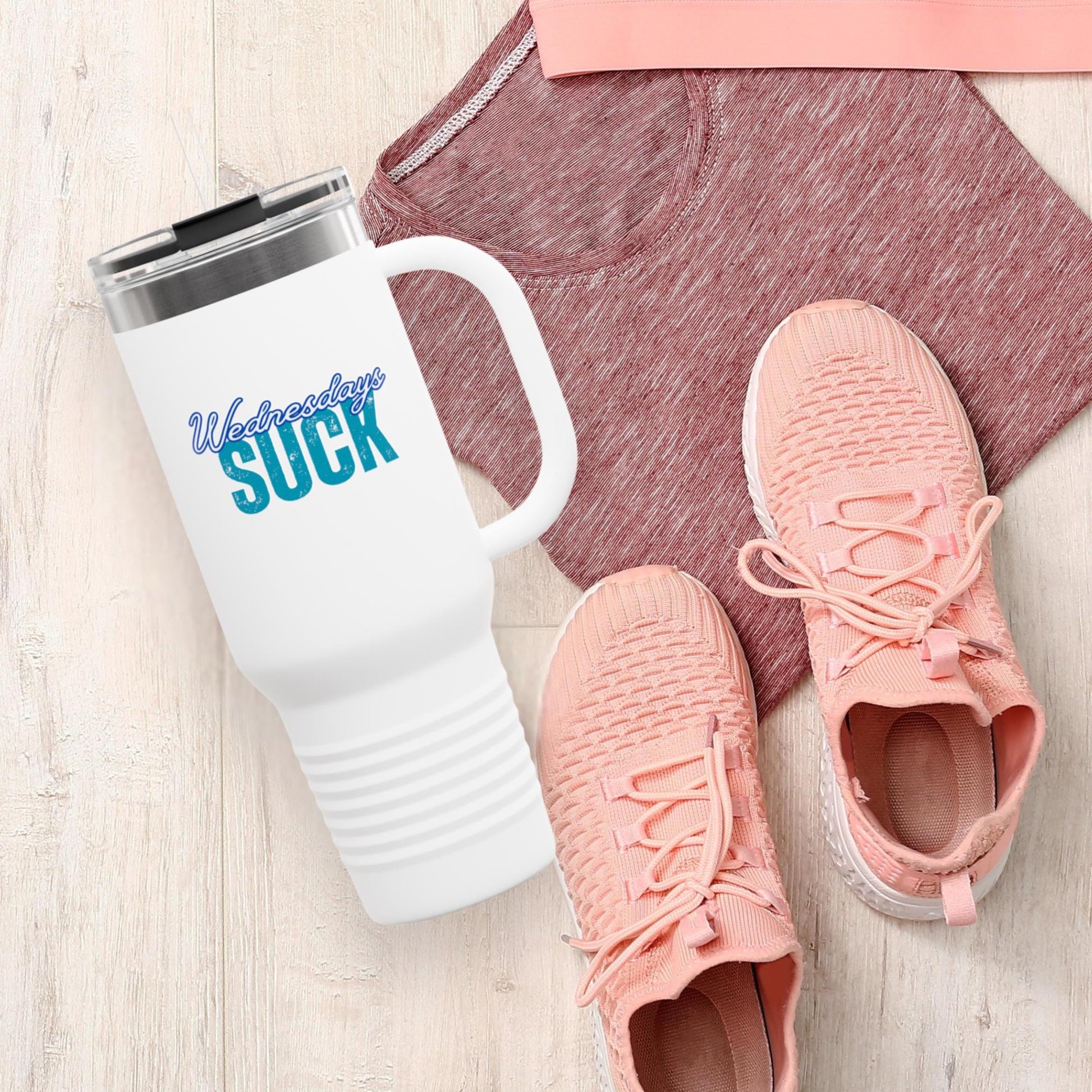 Wednesdays SUCK Insulated Travel Mug, 40oz-Coffee Lovers Gift,Road Trip Cup,Humor Travel Mug,Gifts for Friends,Birthday Gift,Breakup Gift