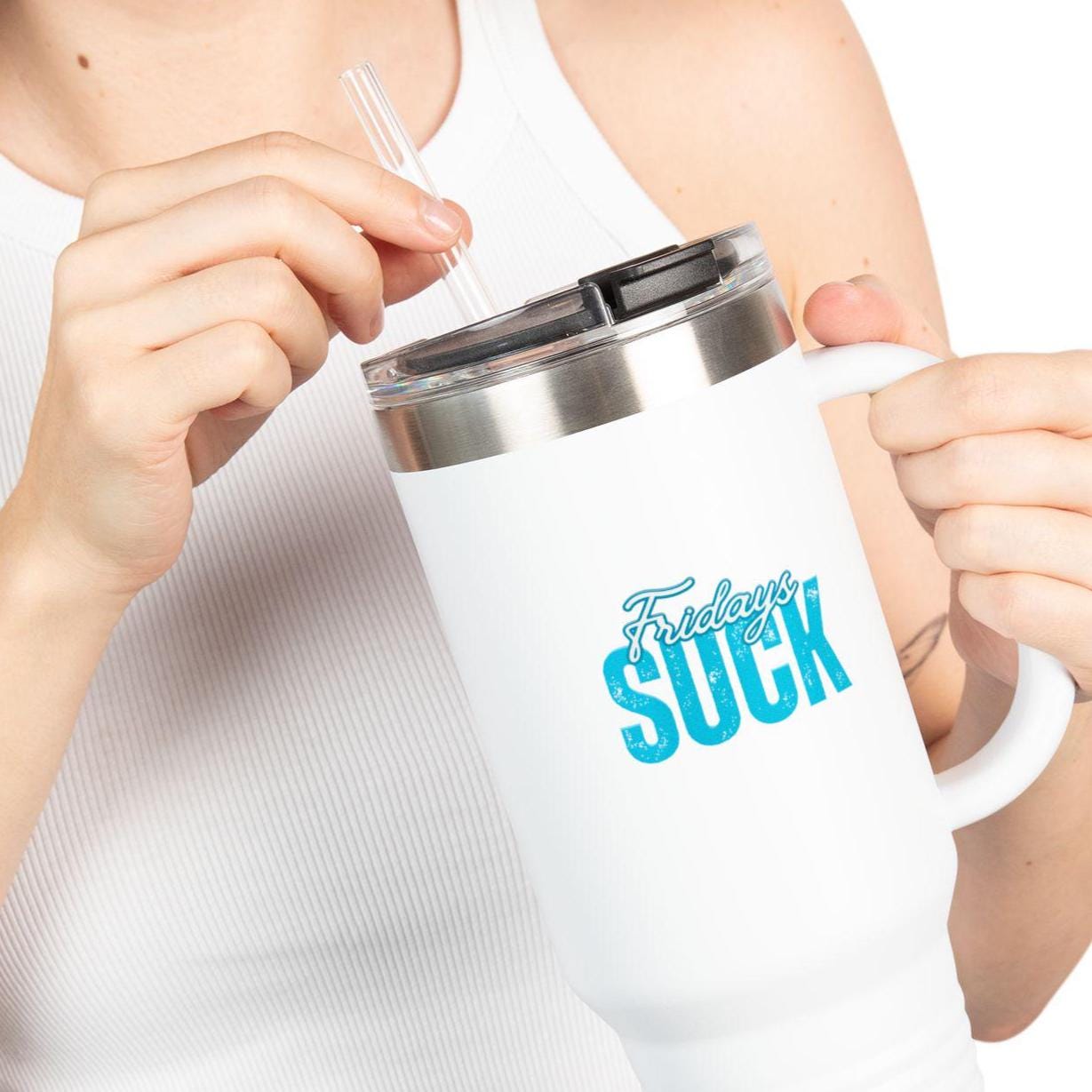 Fridays SUCK Insulated Travel Mug, 40oz - Coffee Lovers Gift,Road Trip Cup, Humor Travel Mug, Gifts for Friends,Unisex,Birthday Gift,Breakup