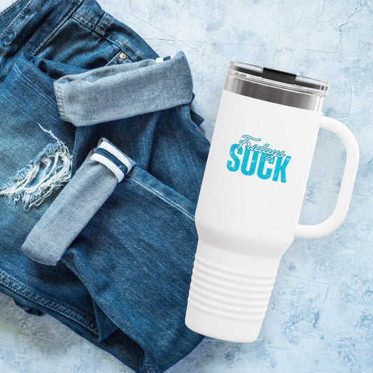 Fridays SUCK Insulated Travel Mug, 40oz - Coffee Lovers Gift,Road Trip Cup, Humor Travel Mug, Gifts for Friends,Unisex,Birthday Gift,Breakup