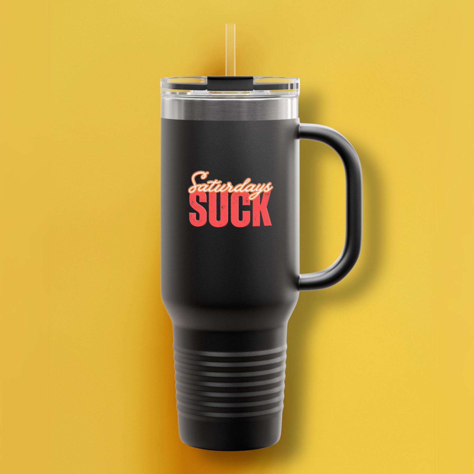 Saturdays SUCK Insulated Travel Mug, 40oz - Coffee Lovers Gift,Road Trip Cup, Humor Travel Mug, Gifts for Friends,Birthday Gift,Breakup Gift