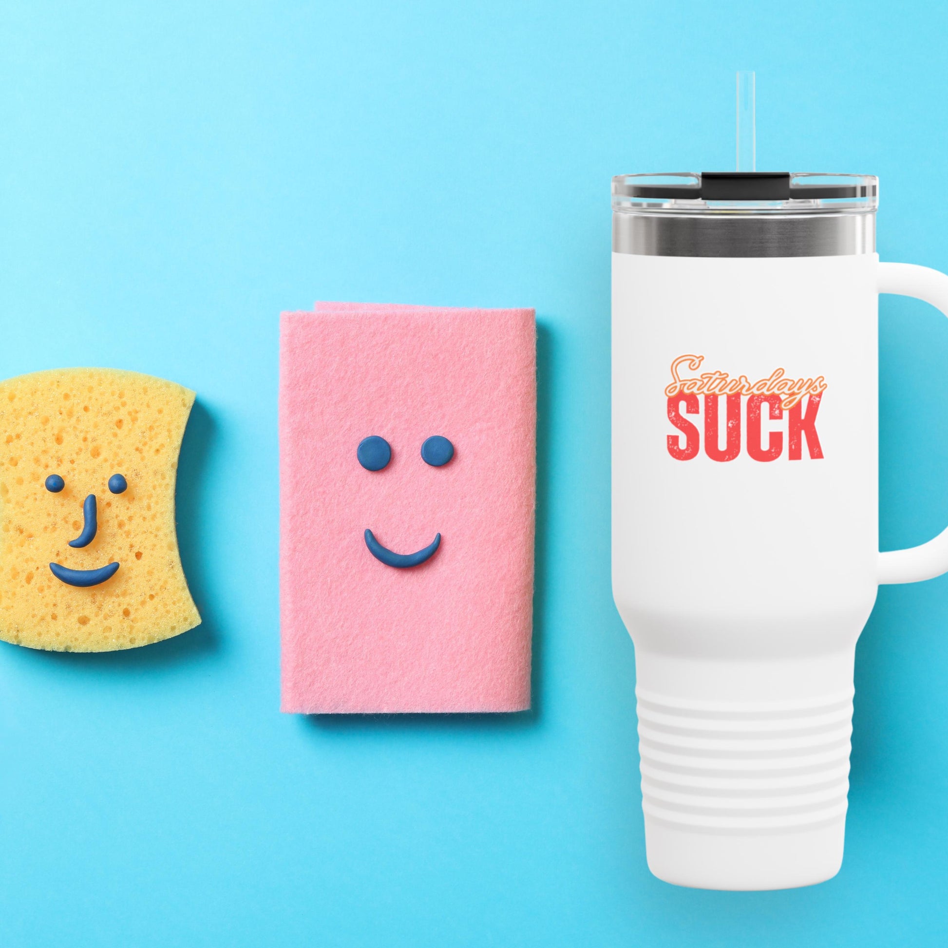 Saturdays SUCK Insulated Travel Mug, 40oz - Coffee Lovers Gift,Road Trip Cup, Humor Travel Mug, Gifts for Friends,Birthday Gift,Breakup Gift