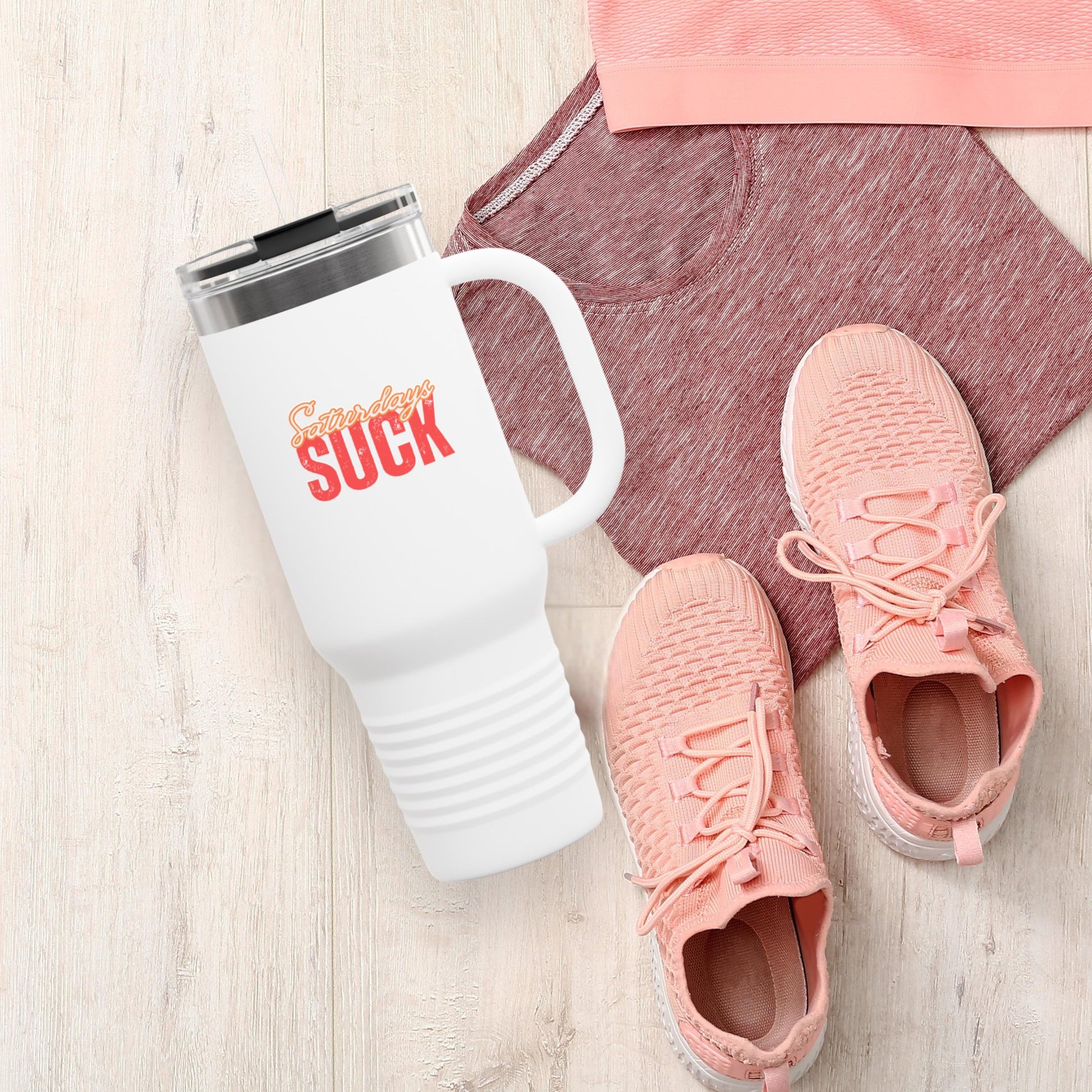 Saturdays SUCK Insulated Travel Mug, 40oz - Coffee Lovers Gift,Road Trip Cup, Humor Travel Mug, Gifts for Friends,Birthday Gift,Breakup Gift