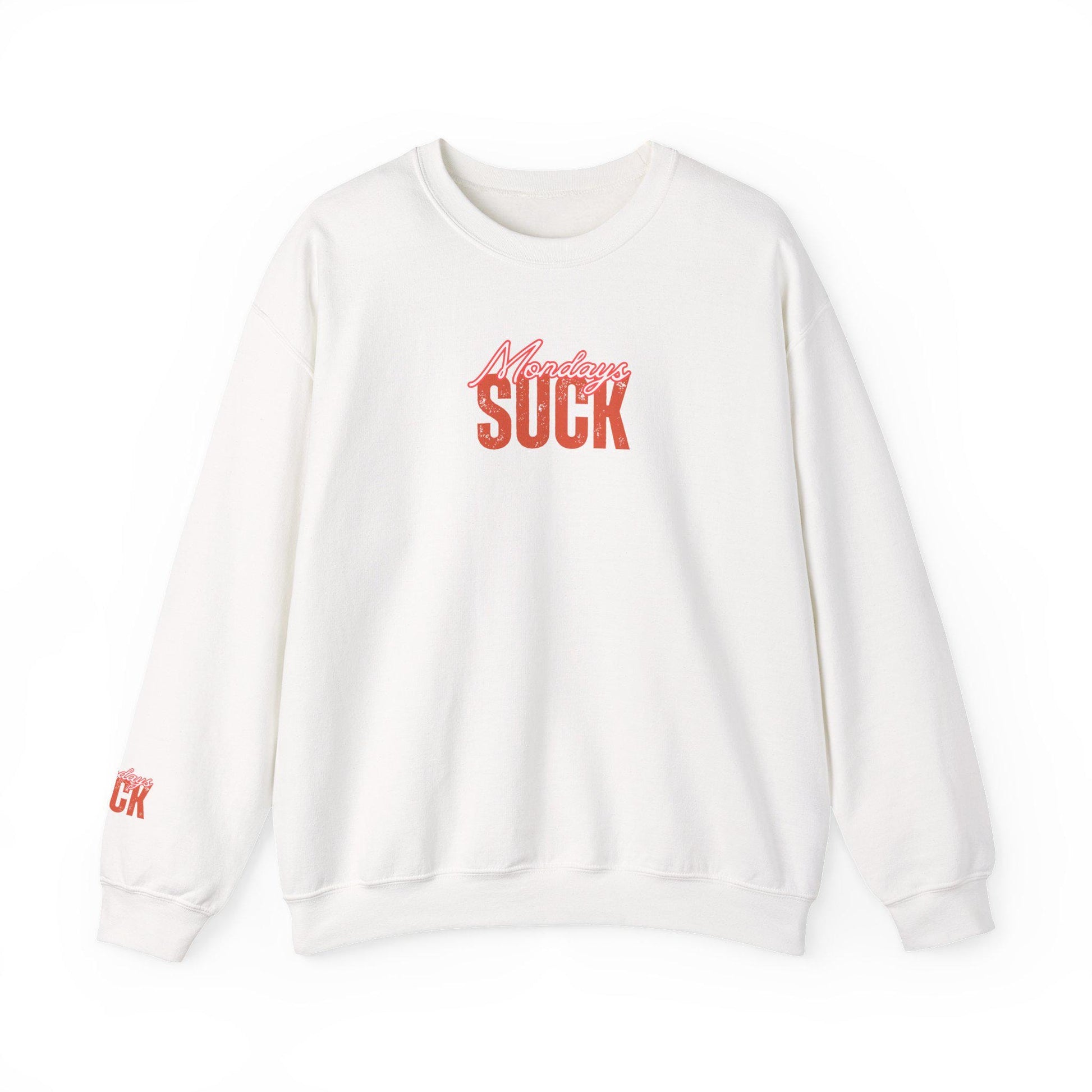 Mondays SUCK Trendy Unisex Crewneck Sweatshirt - Perfect Gift for Friends, Casual Wear, Cozy Lounge Clothing, Birthday Present,Breakup Gift