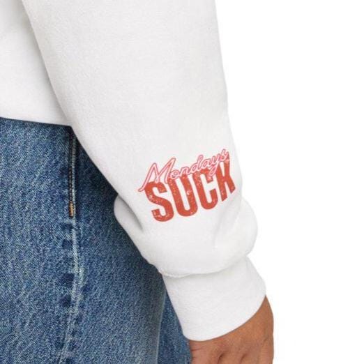 Mondays SUCK Trendy Unisex Crewneck Sweatshirt - Perfect Gift for Friends, Casual Wear, Cozy Lounge Clothing, Birthday Present,Breakup Gift
