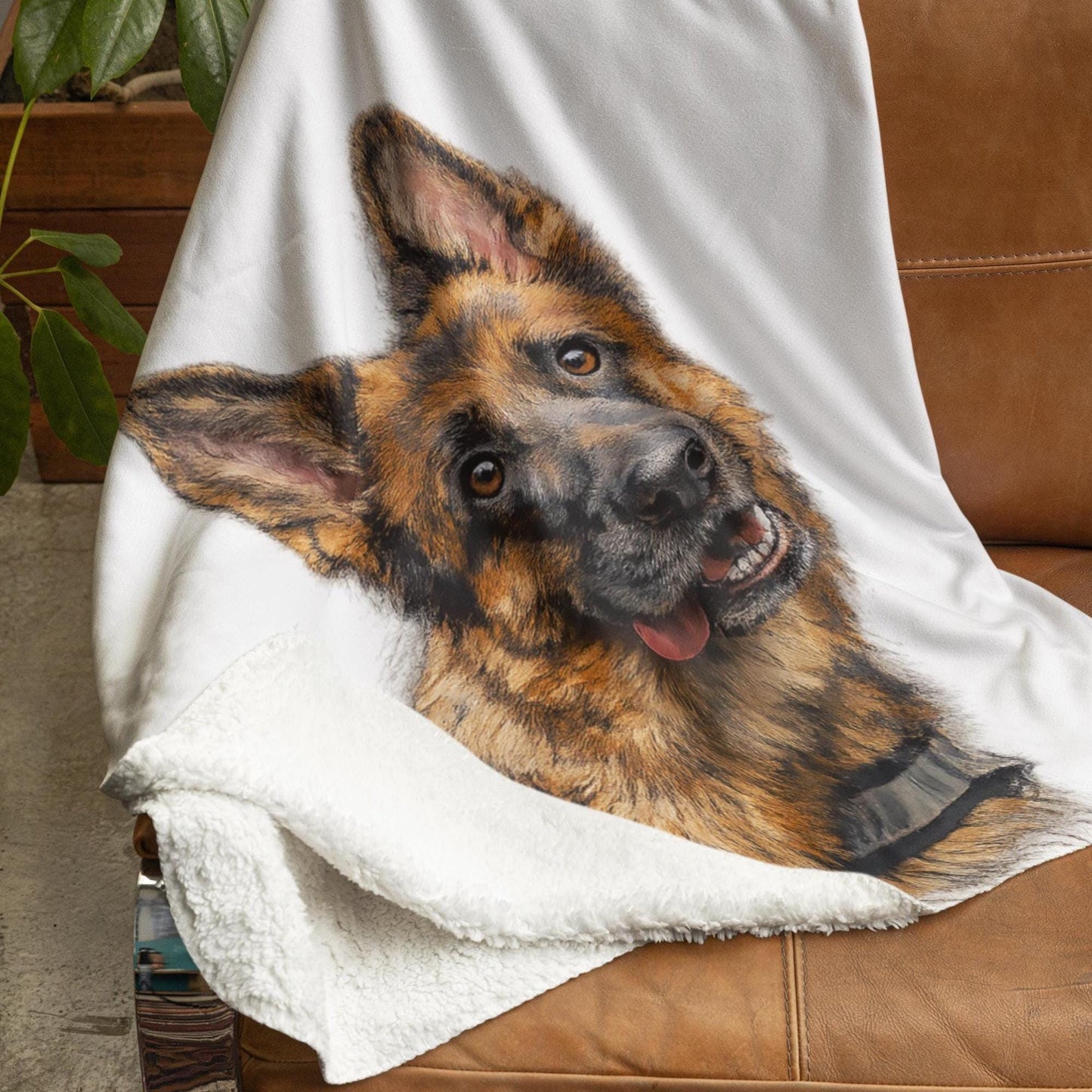 German Shepherd Fleece Blanket | Watercolor Dog Art Sherpa Throw, Dog Memorial Throw, Pet Birthday Gift