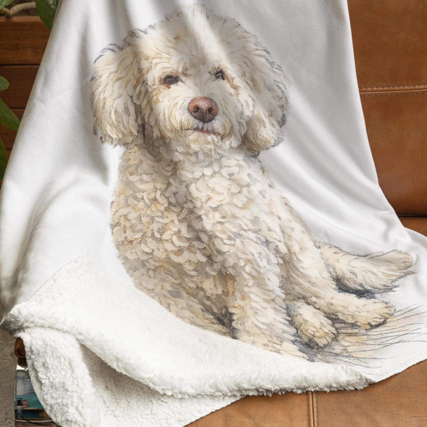 Poodle Fleece Blanket | Watercolor Dog Print Sherpa Throw, pet Memorial Blanket, Birthday Gift