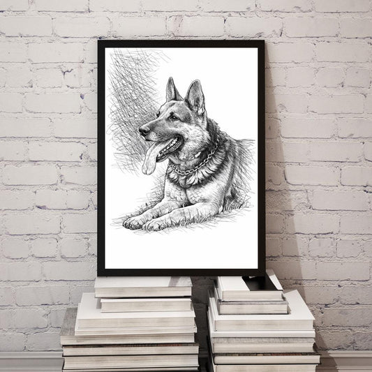 Custom Dog Portrait | Hand-Drawn Pet Illustration | Personalized Dog Art, Pet Memorial Gift, Pet Lover Keepsake